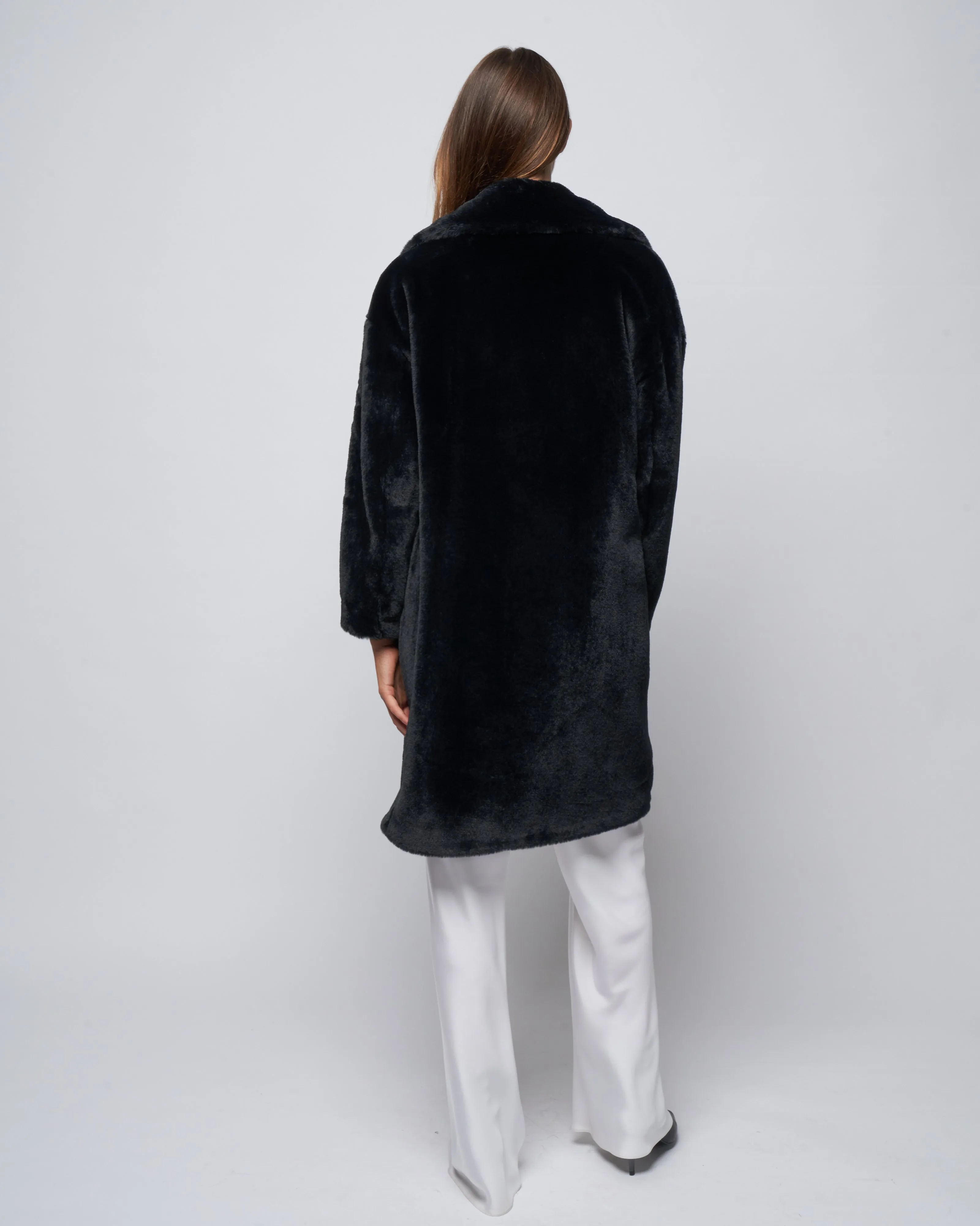 faux fur db coat - nero