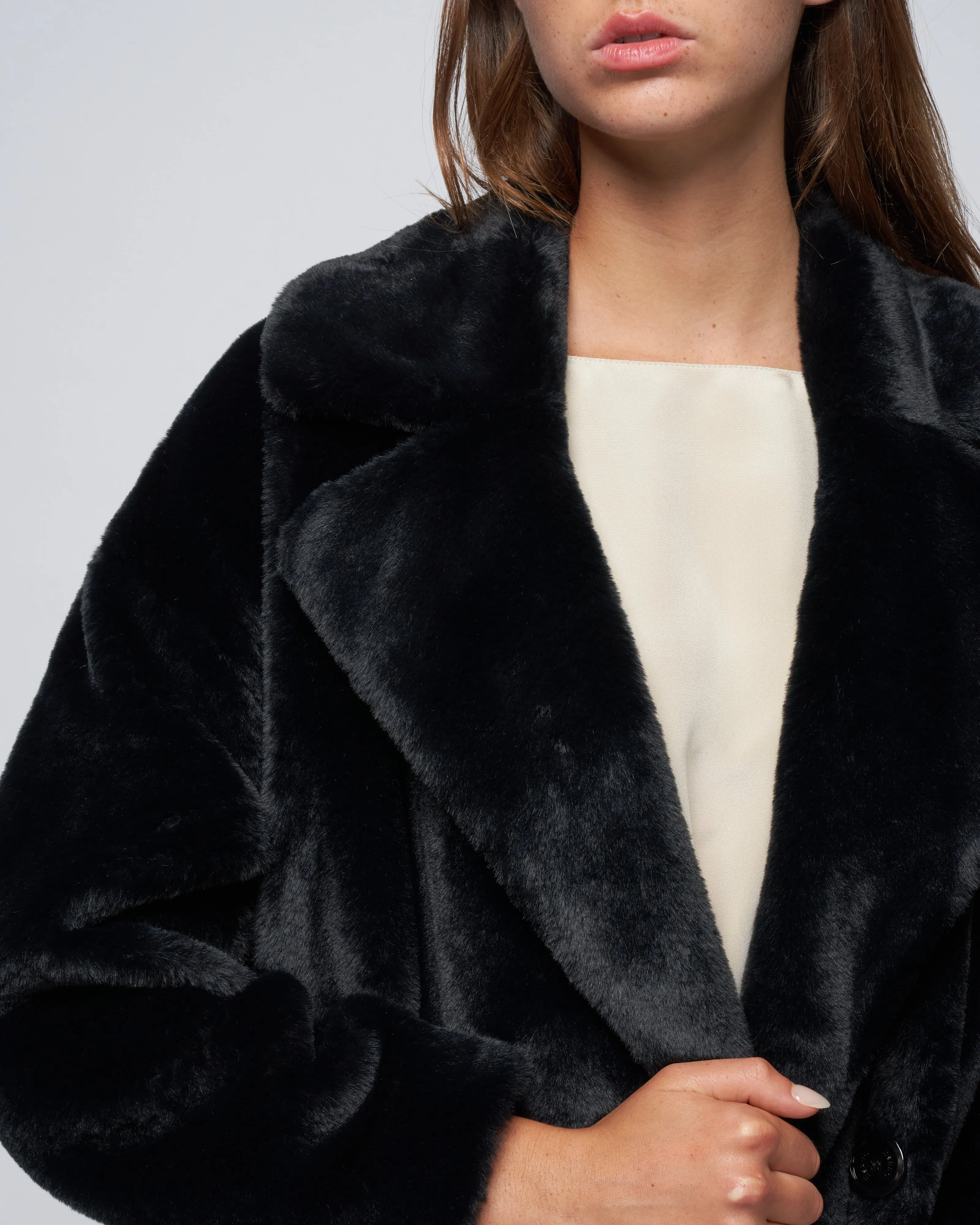 faux fur db coat - nero
