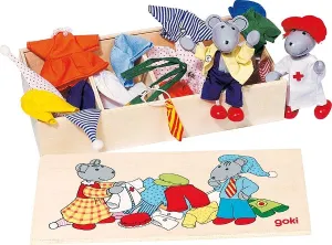 Flexible Puppets - Mouse Dress-up Box Wooden Toy- Lia and Luca