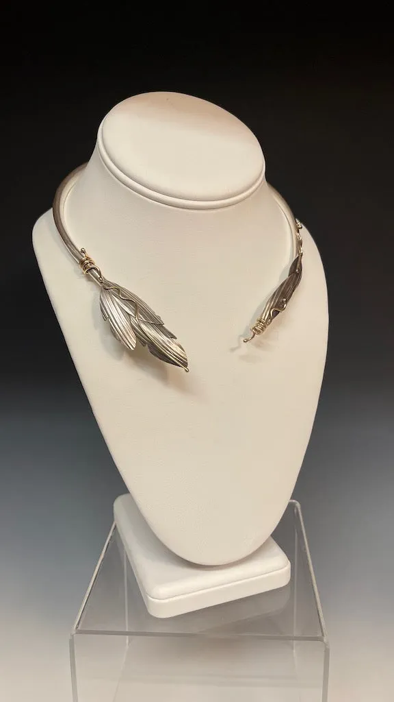 FLEXIBLE STERLING SILVER AND 14K GOLD NECKLACE  MB161N