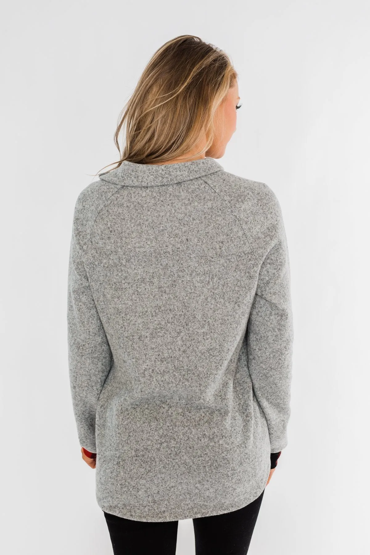 Forever Together Pullover- Buffalo Plaid & Heather Grey