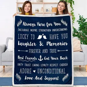 Friendship Quotes Fleece Throw Blanket for Best Friends