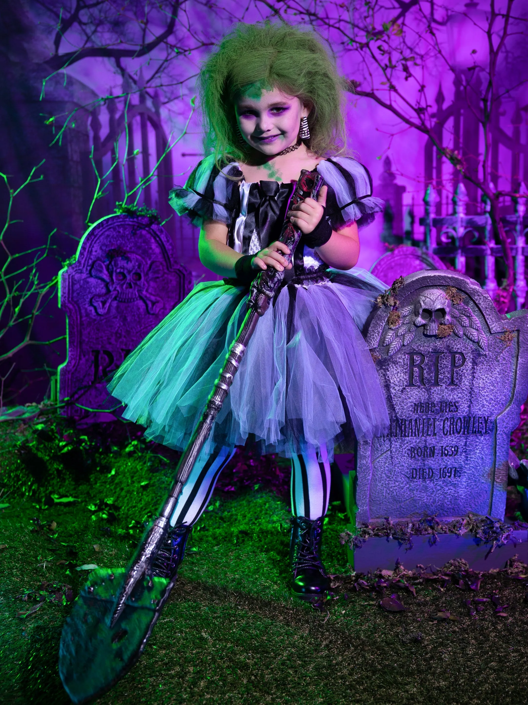 Girls Ghost with the Most Striped Tutu Costume