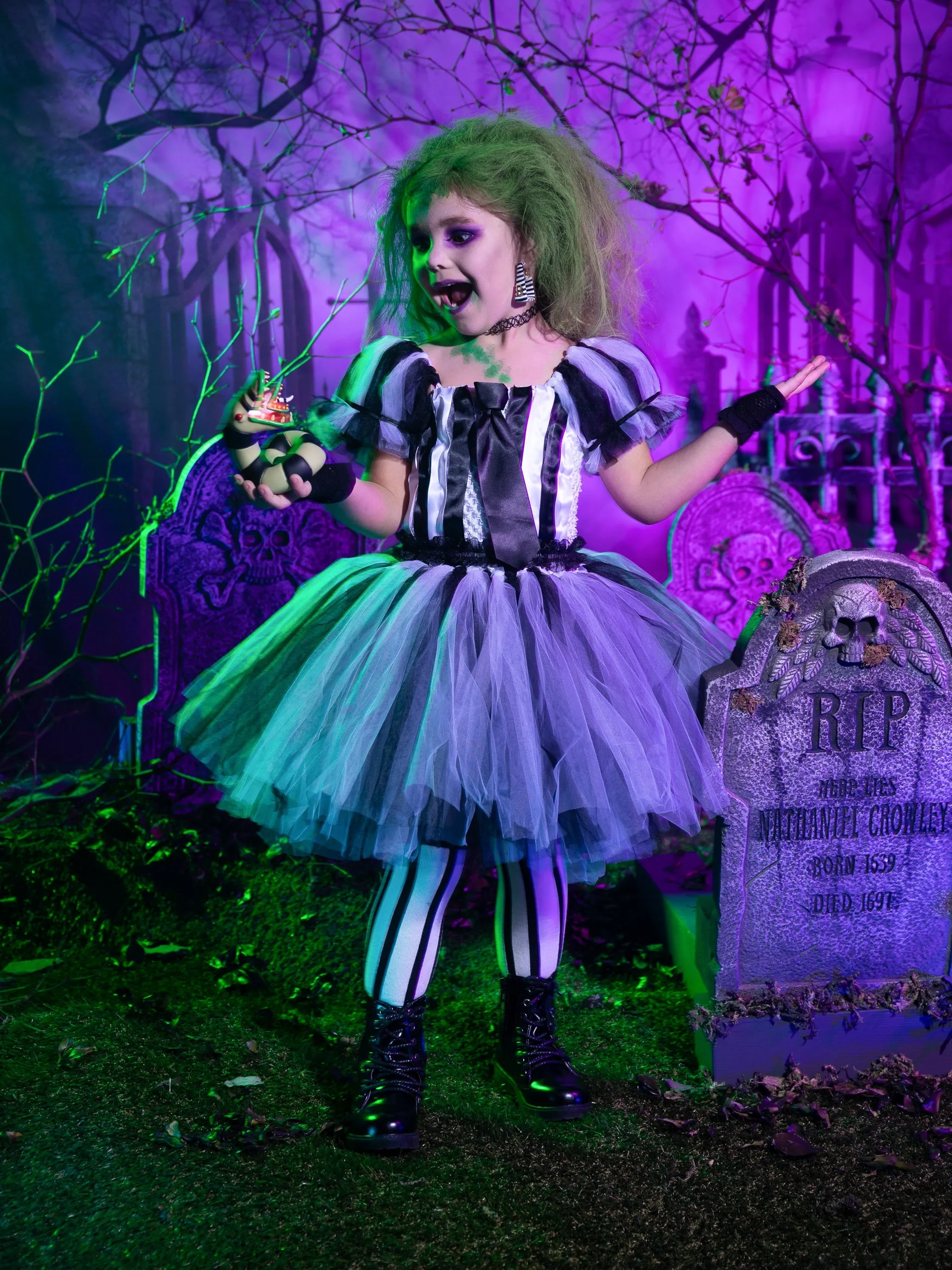 Girls Ghost with the Most Striped Tutu Costume