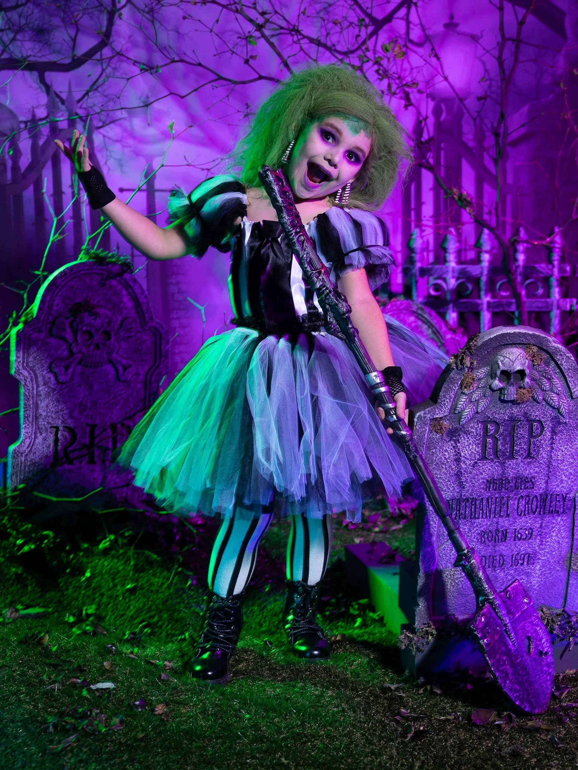 Girls Ghost with the Most Striped Tutu Costume