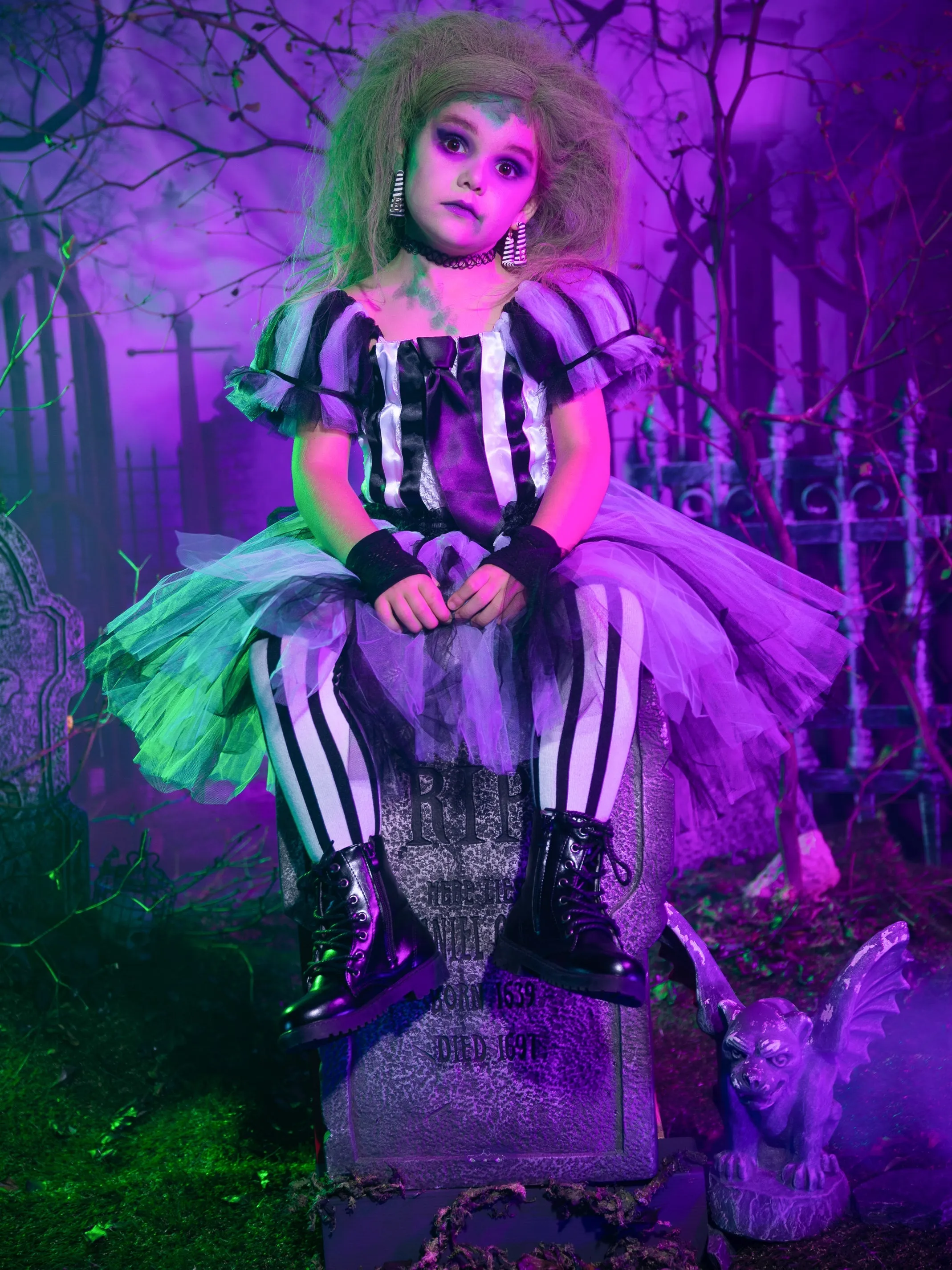 Girls Ghost with the Most Striped Tutu Costume