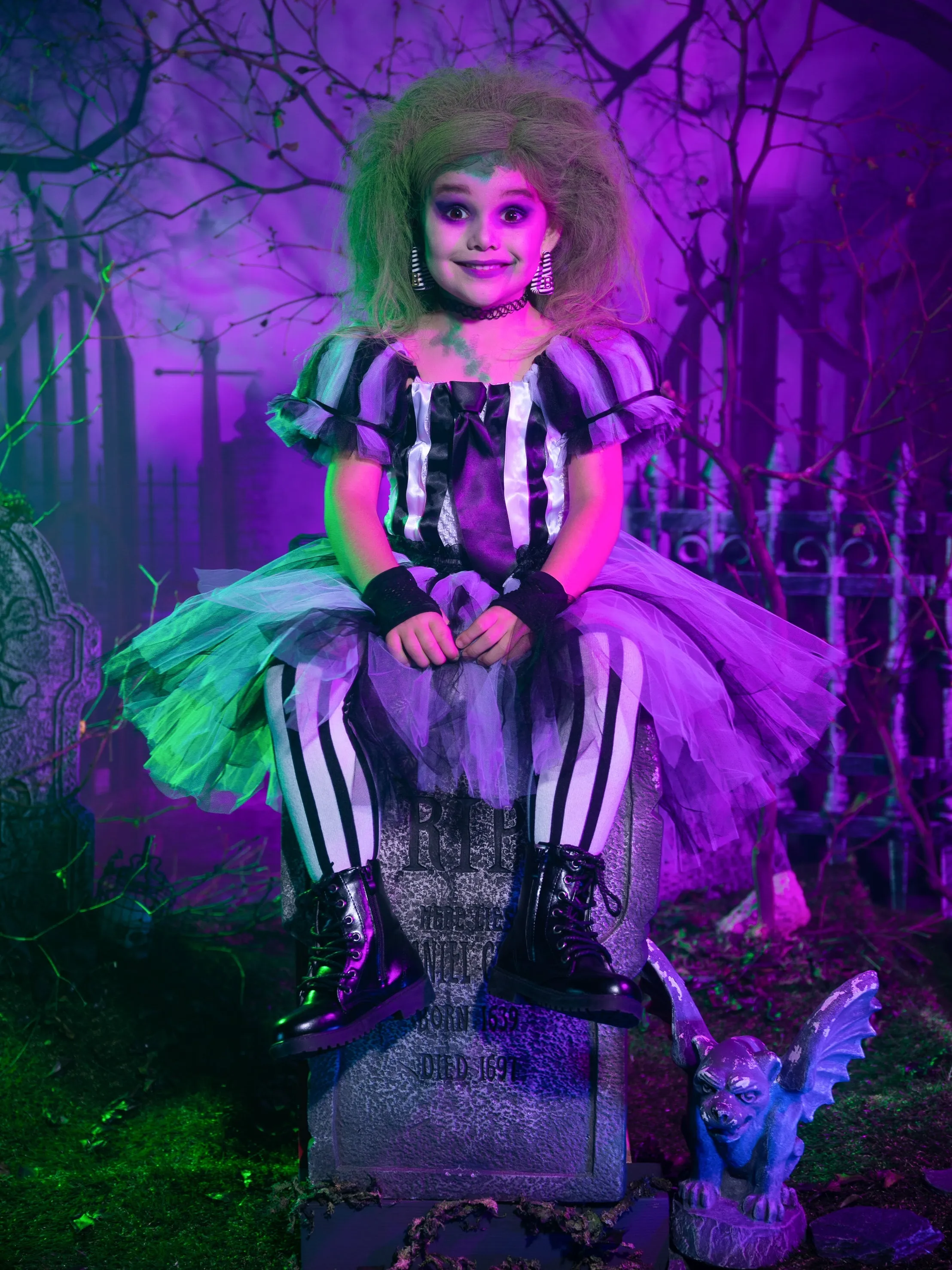 Girls Ghost with the Most Striped Tutu Costume