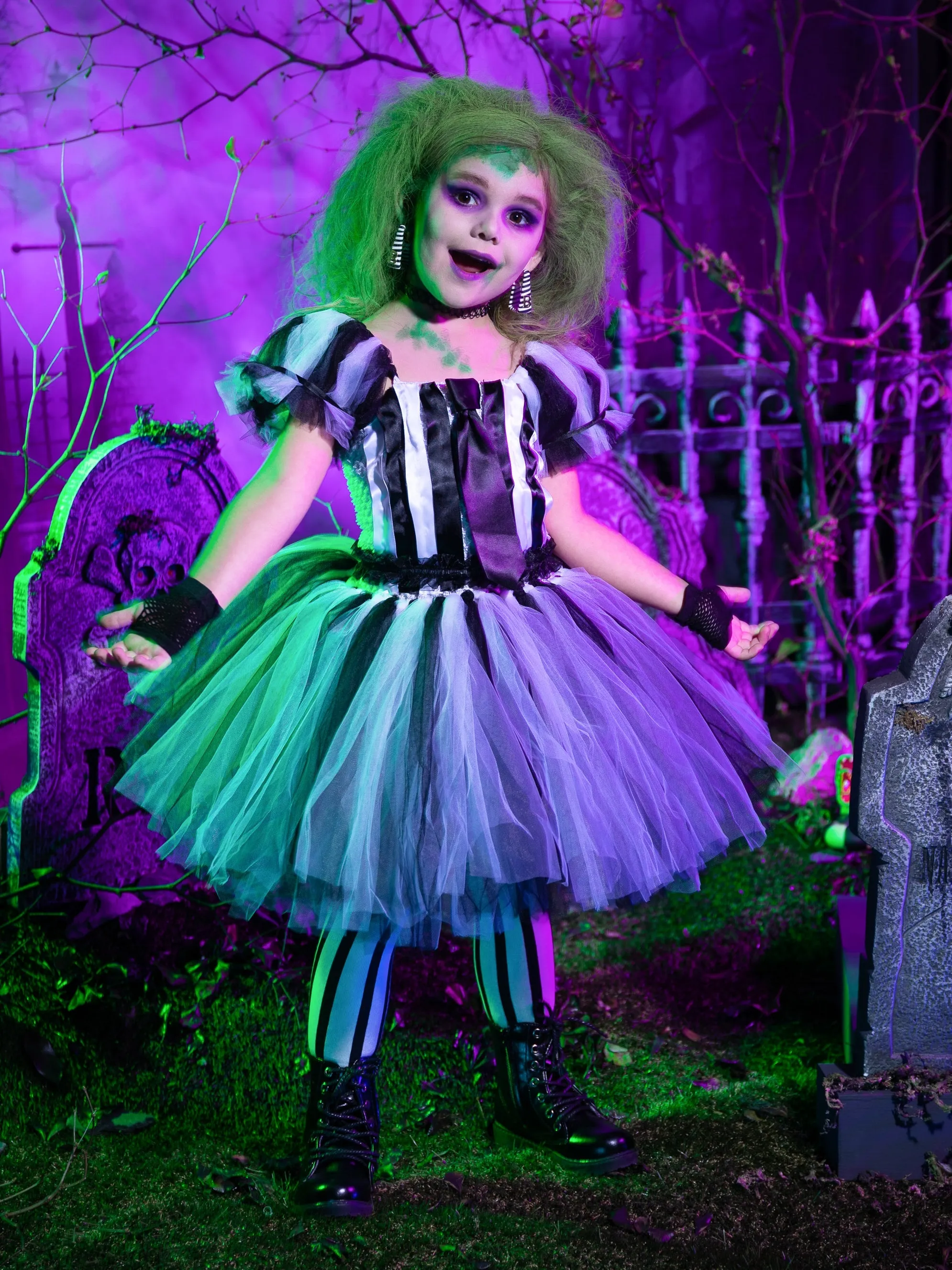Girls Ghost with the Most Striped Tutu Costume