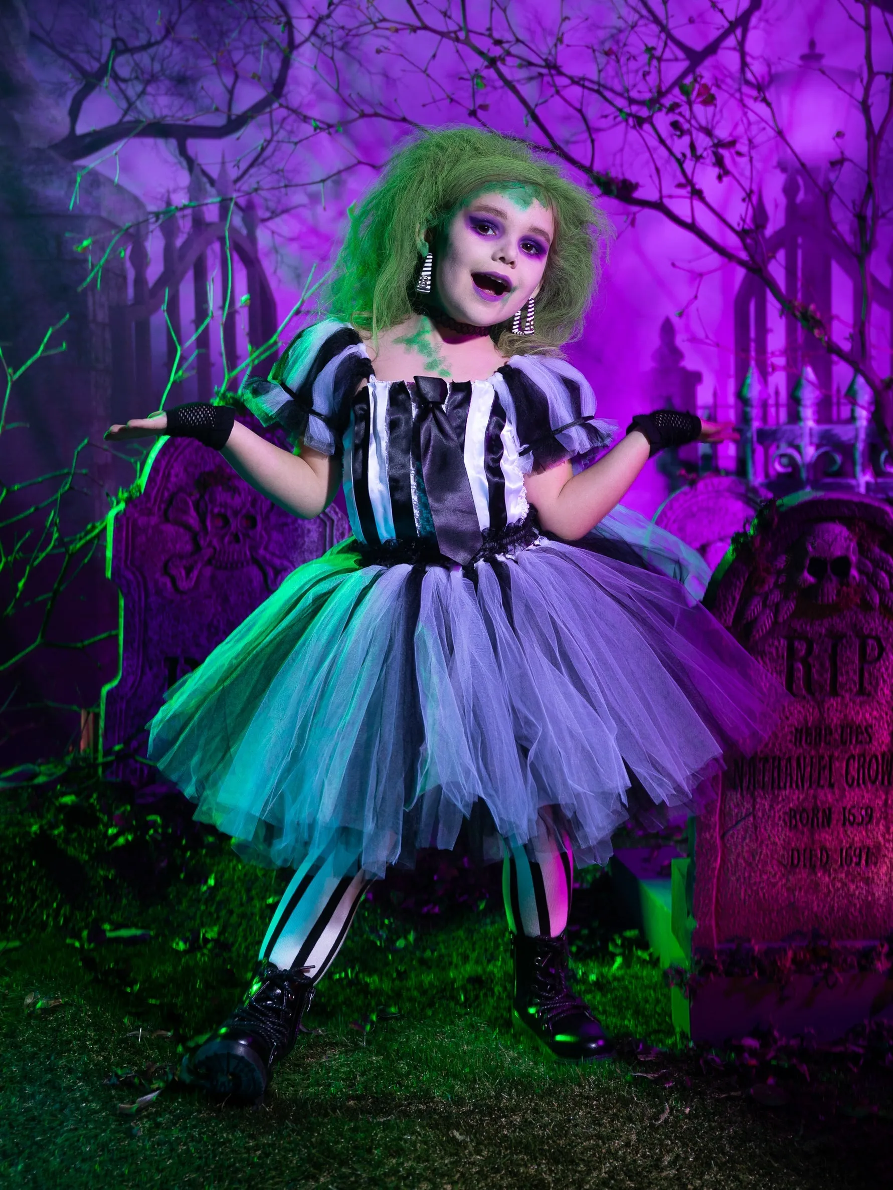 Girls Ghost with the Most Striped Tutu Costume