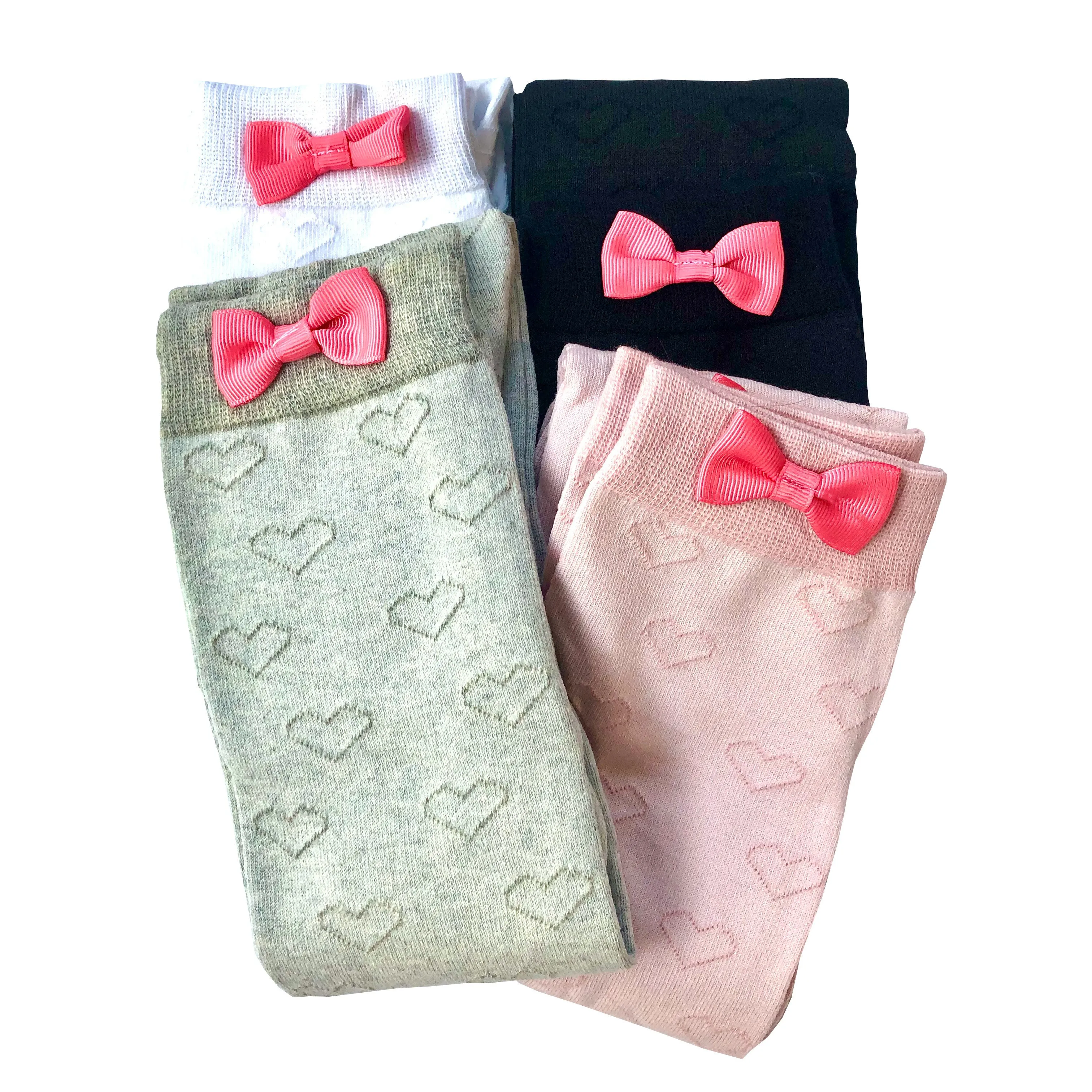Gray Bow Thigh High Sock