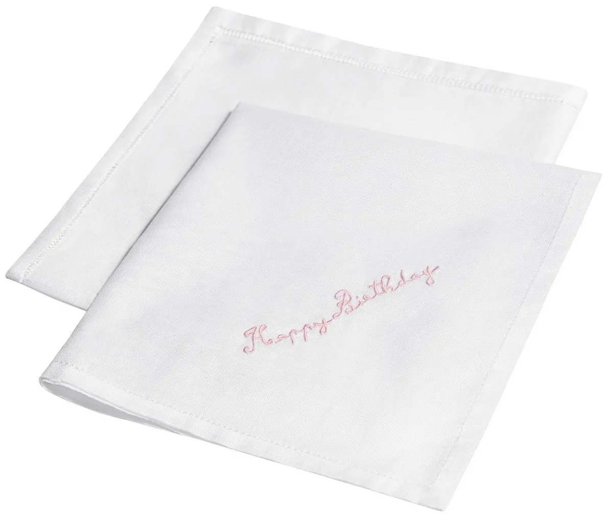 HAPPY BIRTHDAY HANKIE - PINK EMBROIDERY