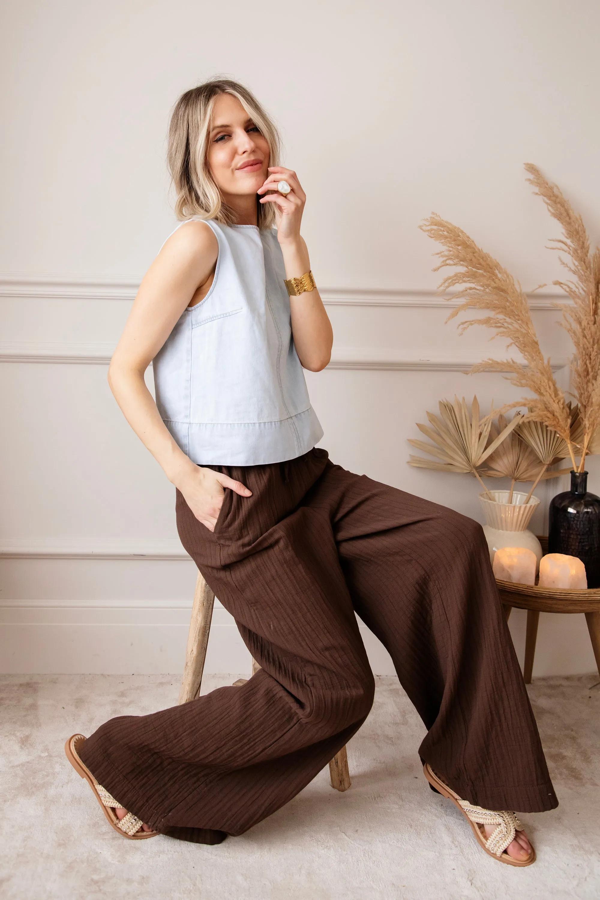 Happy Wide Brown - Broek