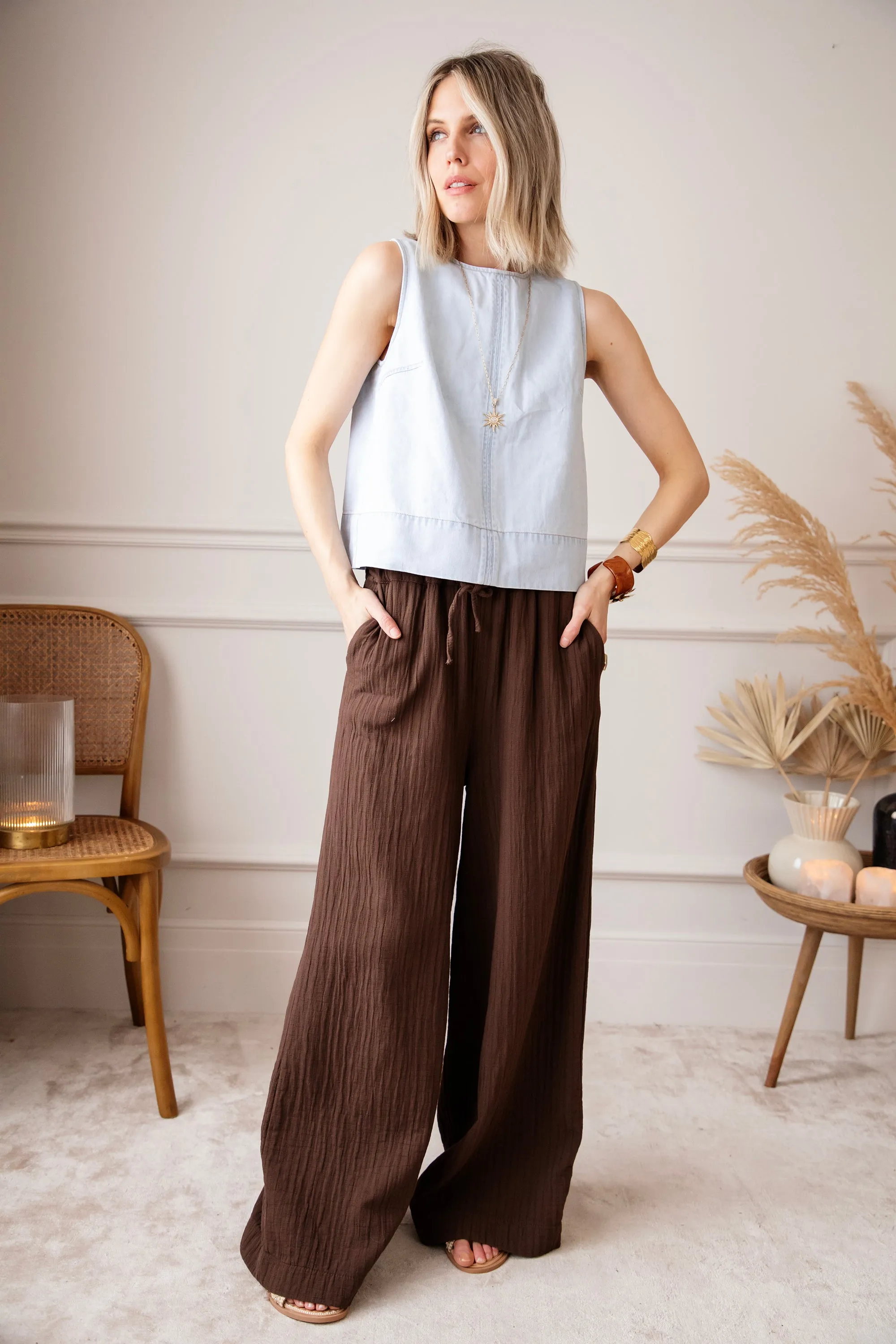 Happy Wide Brown - Broek