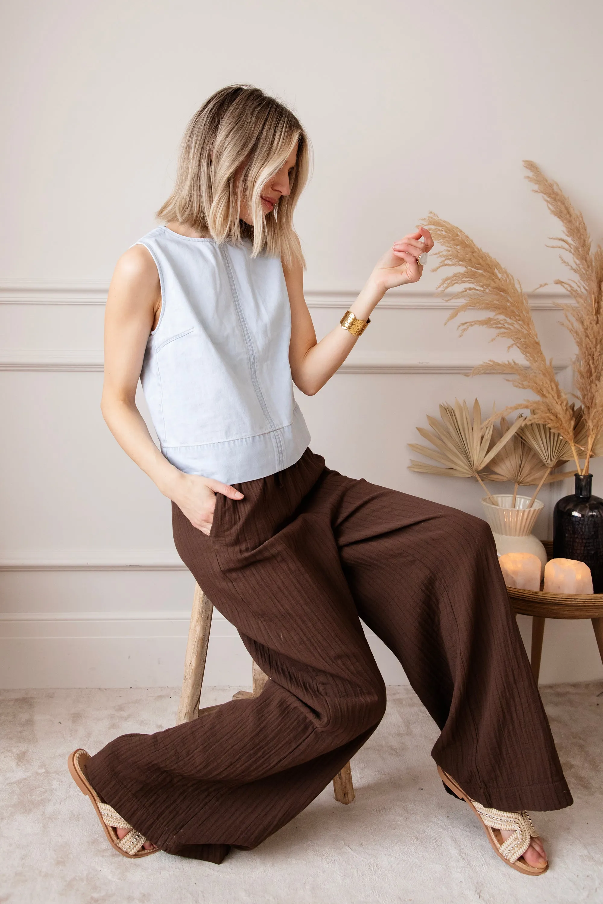 Happy Wide Brown - Broek
