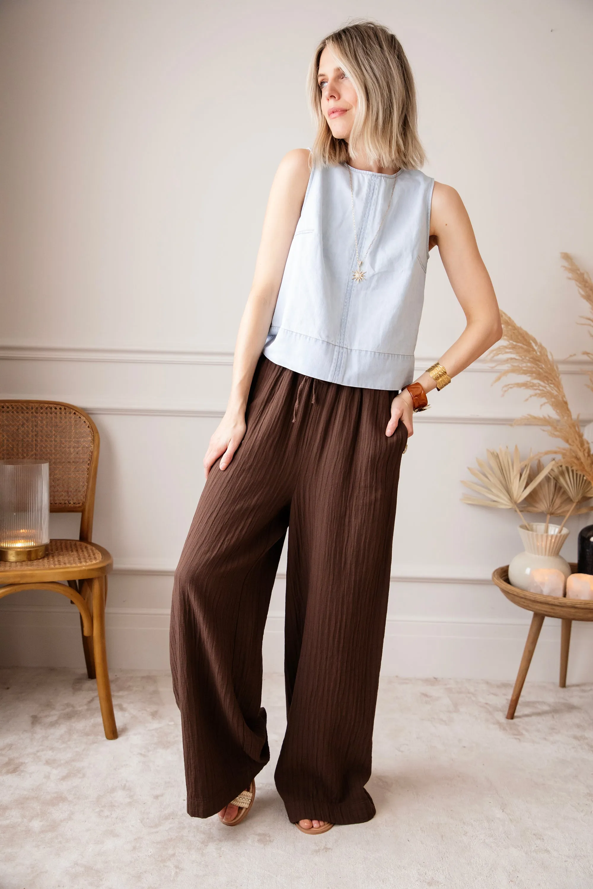 Happy Wide Brown - Broek