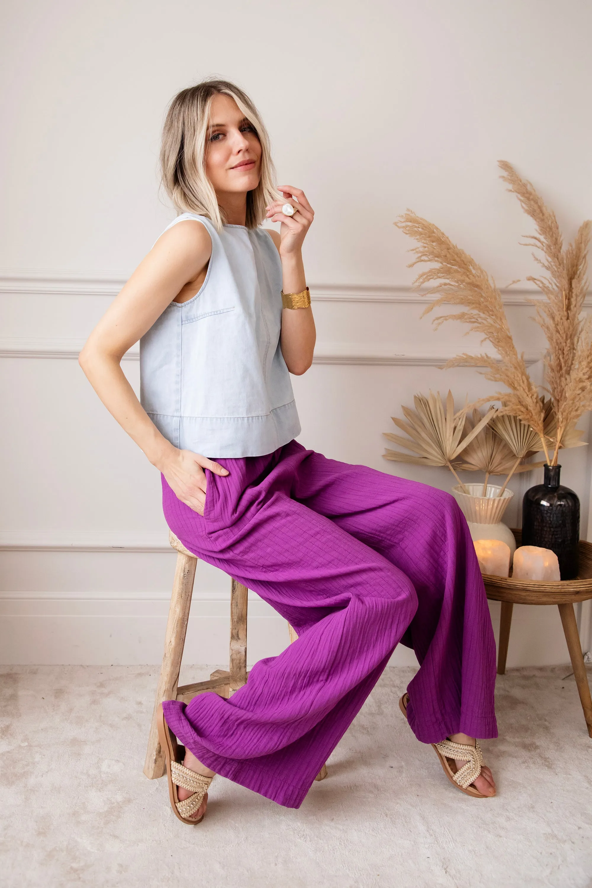 Happy Wide Plum - Broek