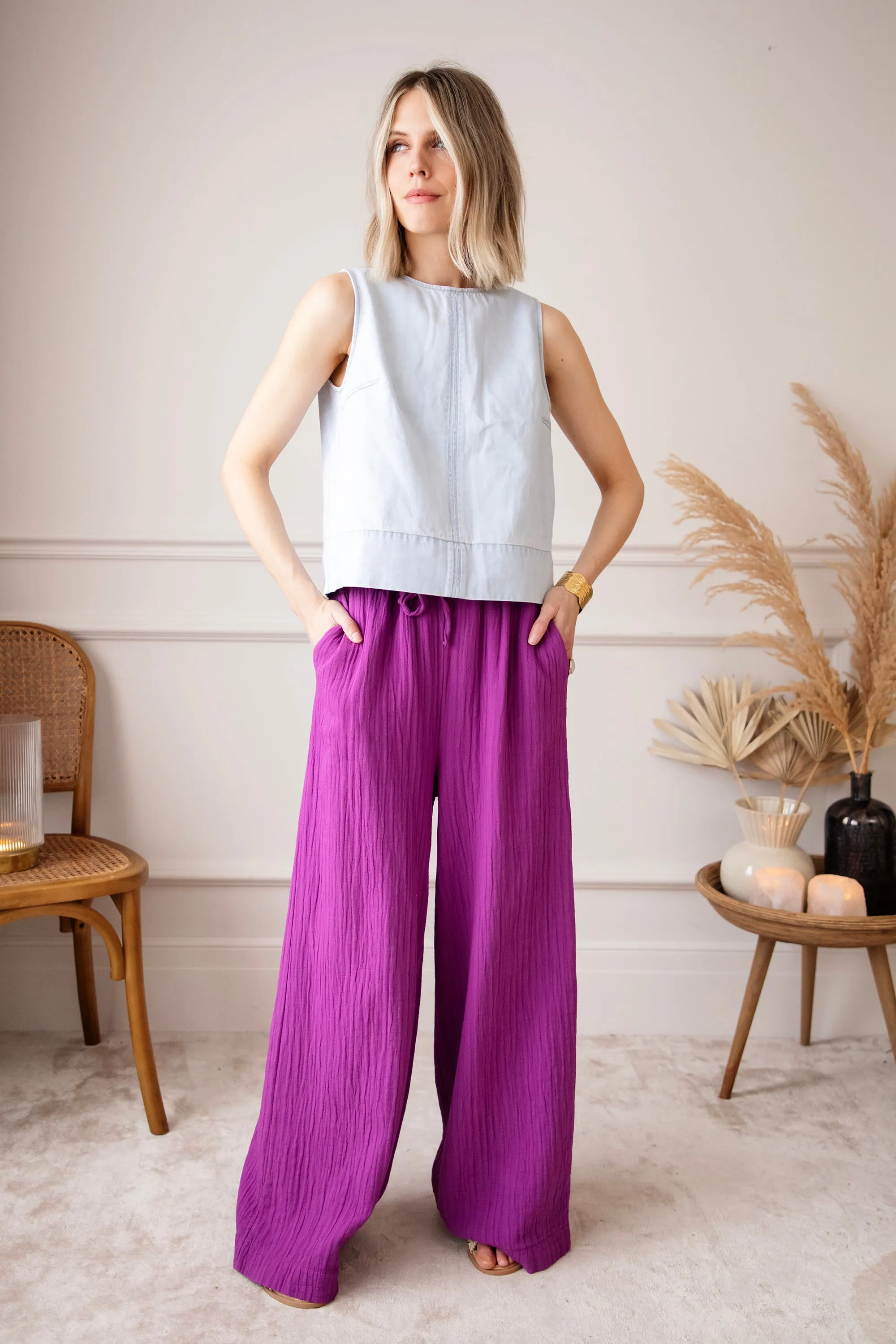 Happy Wide Plum - Broek