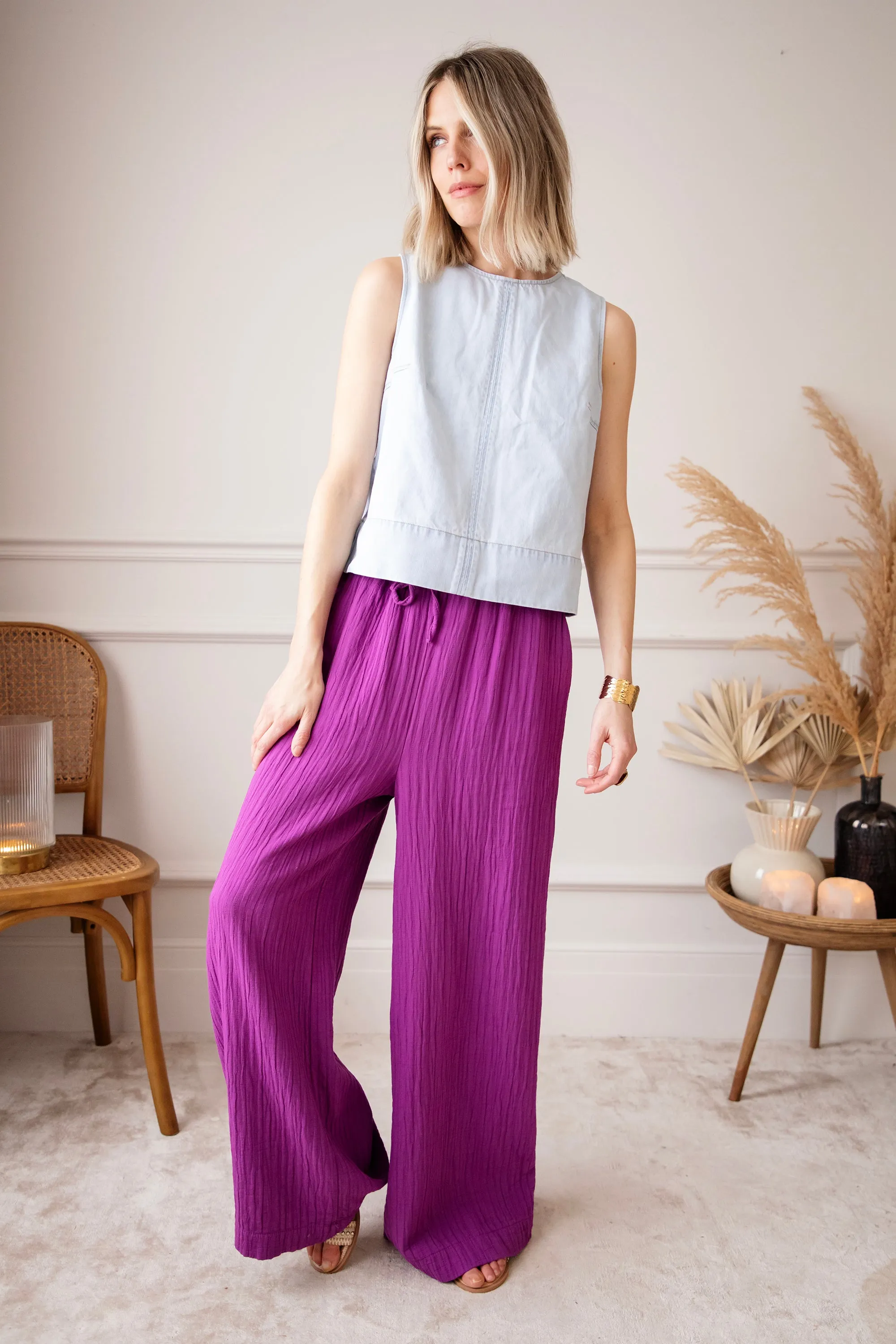Happy Wide Plum - Broek
