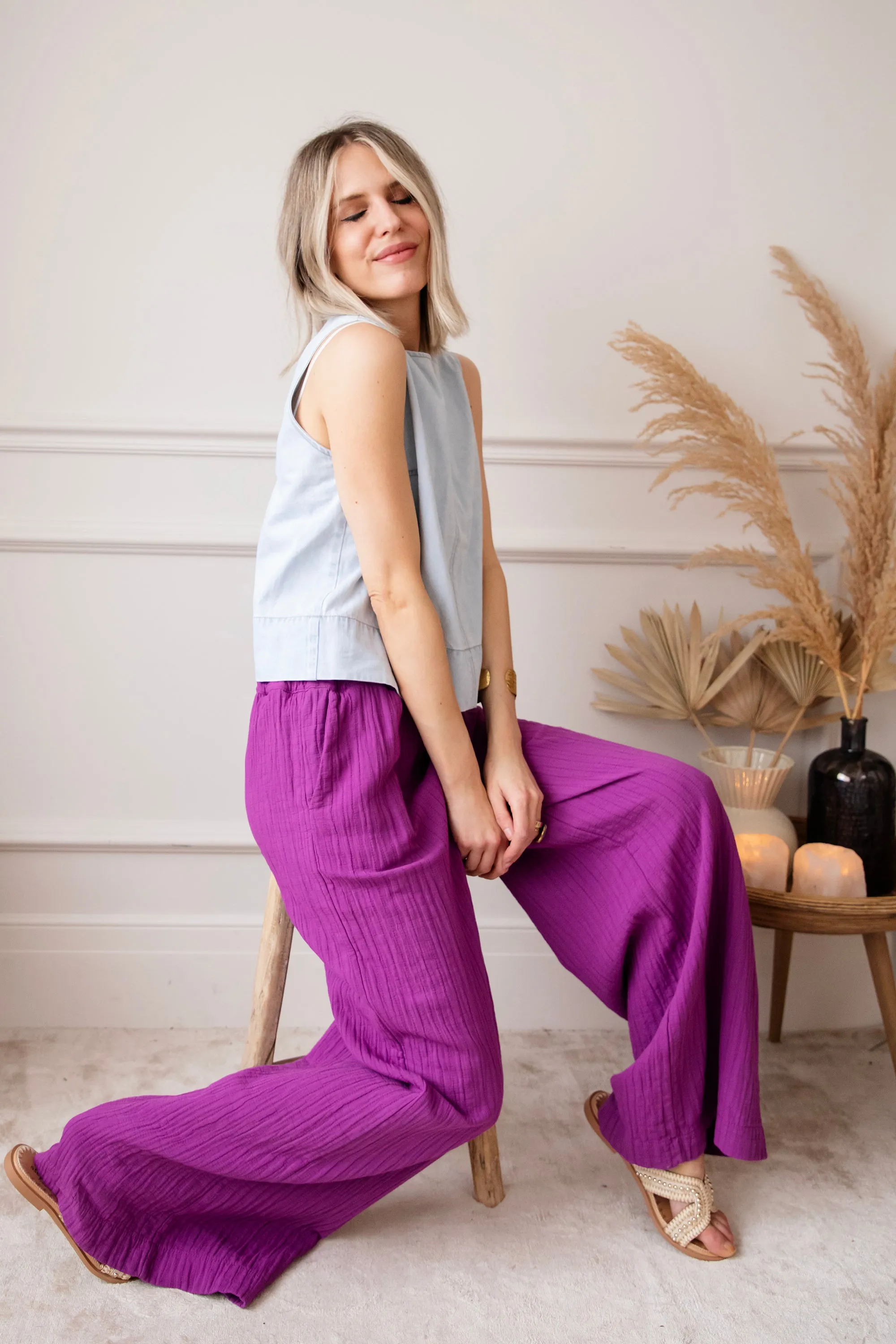 Happy Wide Plum - Broek