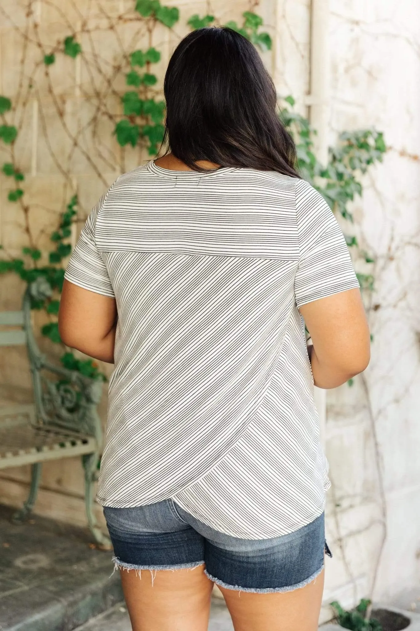 Hazel Blues® | Cozy In Stripes Top in Gray