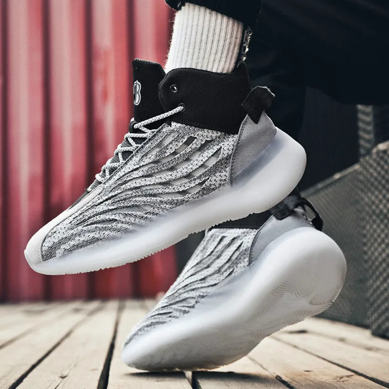 High-cut luminous men's casual shoes breathable basketball running shoes cushioning anti-skid Zapatos Hombre Sapatos sneakers