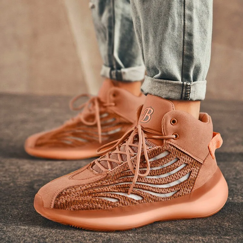 High-cut luminous men's casual shoes breathable basketball running shoes cushioning anti-skid Zapatos Hombre Sapatos sneakers