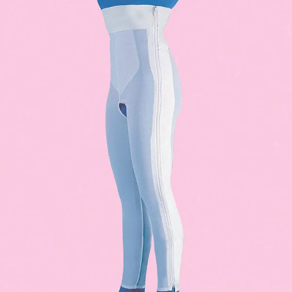 High Waist Compression Girdle Ankle Length - Hook and Eye with Zipper, White (#2026)