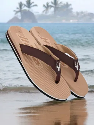 Hirolas® Men's|Comfortable Ligh-Weight Fashionable Slippers/ Flip-Flops HROFF32BRN