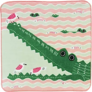 Kata Kata  soft towel 100% cotton - Wani (Crocodile)  Pink ワニ ピンク  25 x 25 cm