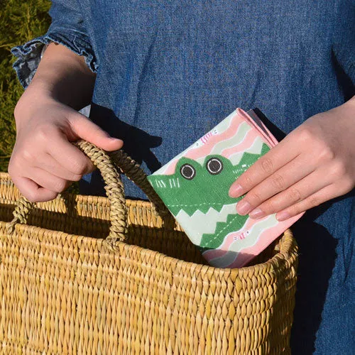 Kata Kata  soft towel 100% cotton - Wani (Crocodile)  Pink ワニ ピンク  25 x 25 cm
