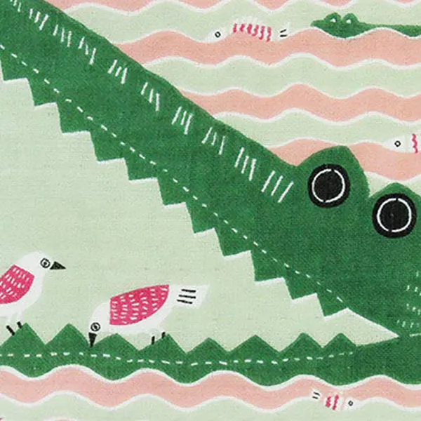 Kata Kata  soft towel 100% cotton - Wani (Crocodile)  Pink ワニ ピンク  25 x 25 cm