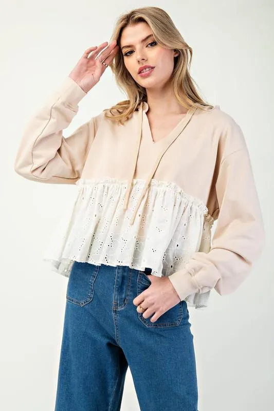 Lace long sleeve pullover top