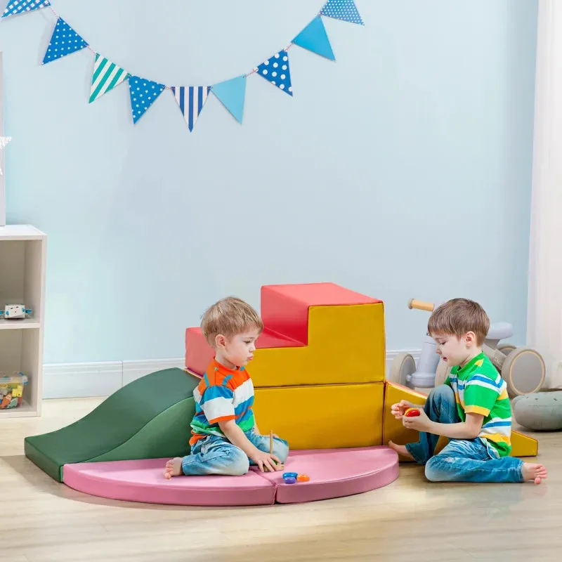 Large 6 Piece Montessori Climb, Crawl & Slide Soft Play Equipment | Bright Colours | 12m 