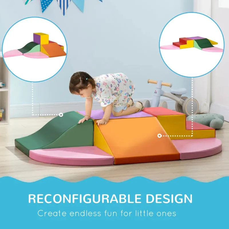 Large 6 Piece Montessori Climb, Crawl & Slide Soft Play Equipment | Bright Colours | 12m 