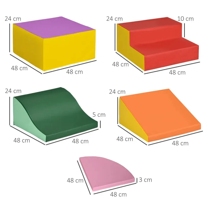 Large 6 Piece Montessori Climb, Crawl & Slide Soft Play Equipment | Bright Colours | 12m 