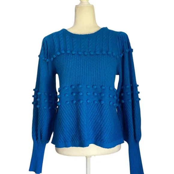 Lilly Pulitzer Kippa Sweater Popcorn Stitch Crew Neck in Blue Flare size M