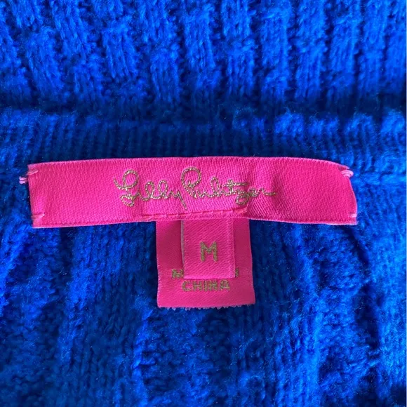 Lilly Pulitzer Kippa Sweater Popcorn Stitch Crew Neck in Blue Flare size M
