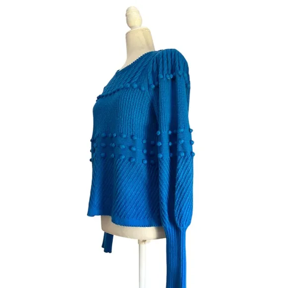Lilly Pulitzer Kippa Sweater Popcorn Stitch Crew Neck in Blue Flare size M