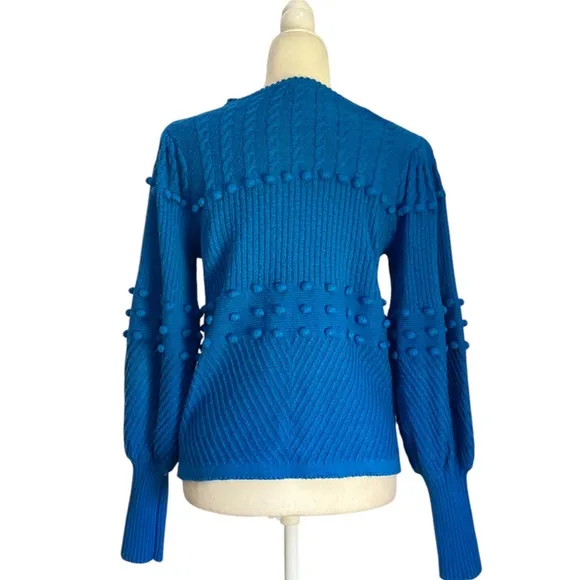 Lilly Pulitzer Kippa Sweater Popcorn Stitch Crew Neck in Blue Flare size M