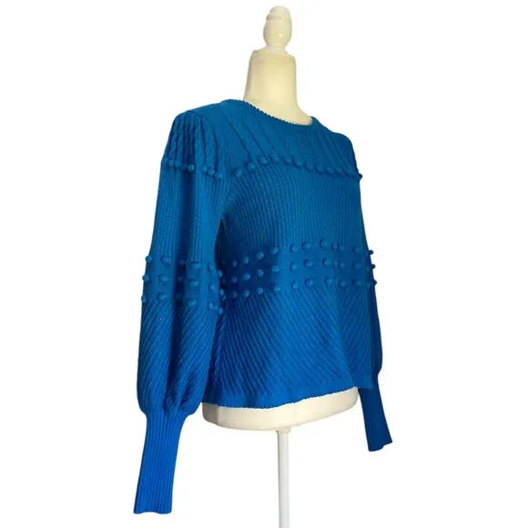 Lilly Pulitzer Kippa Sweater Popcorn Stitch Crew Neck in Blue Flare size M
