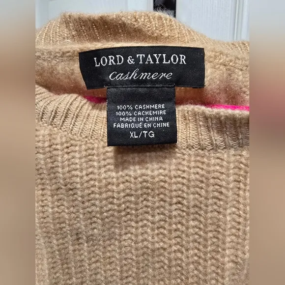 Lord &amp; Taylor Tan Cashmere Sweater