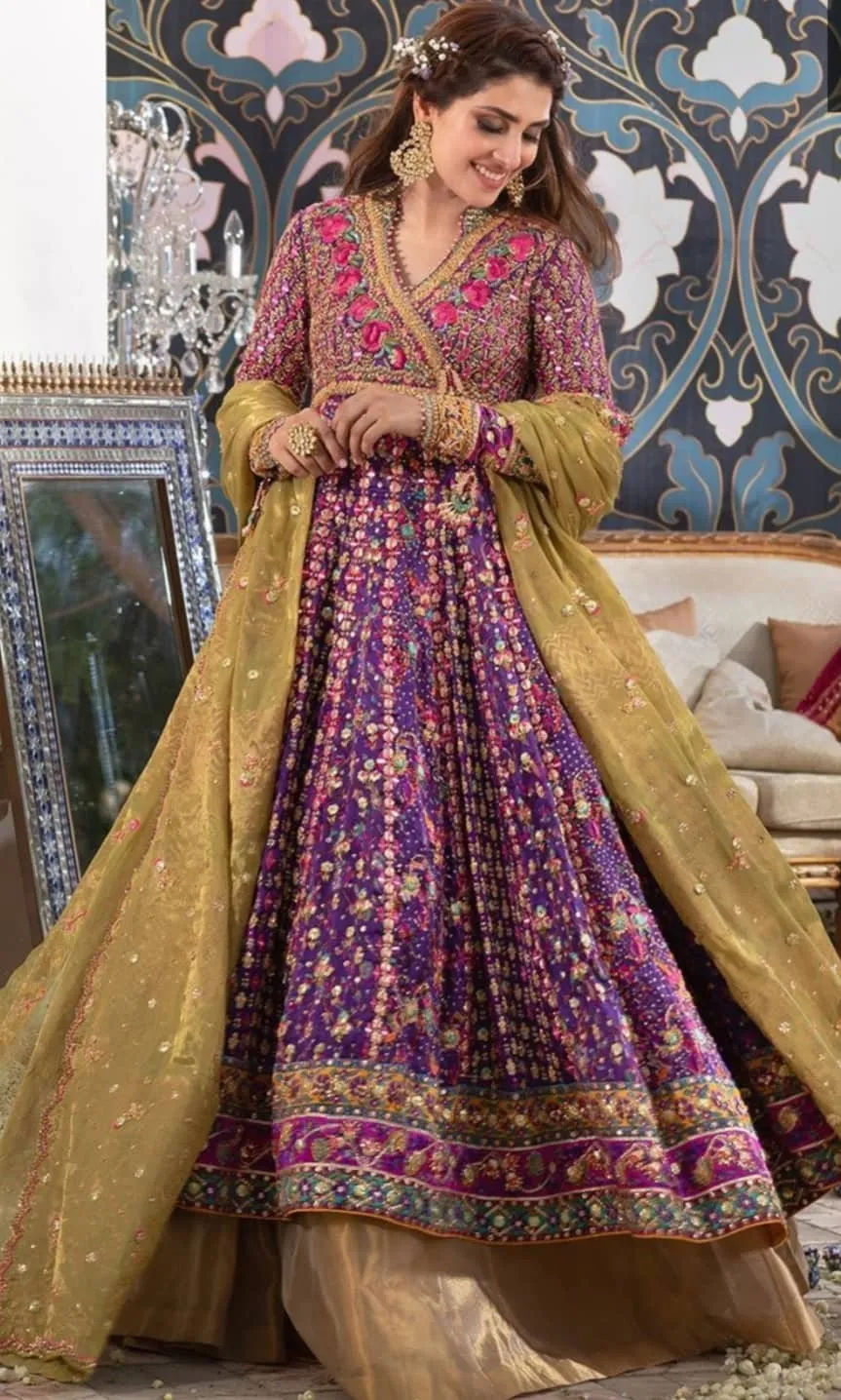 Luxury Bridal Anarkali Lehenga in Angarkha Style # B2032