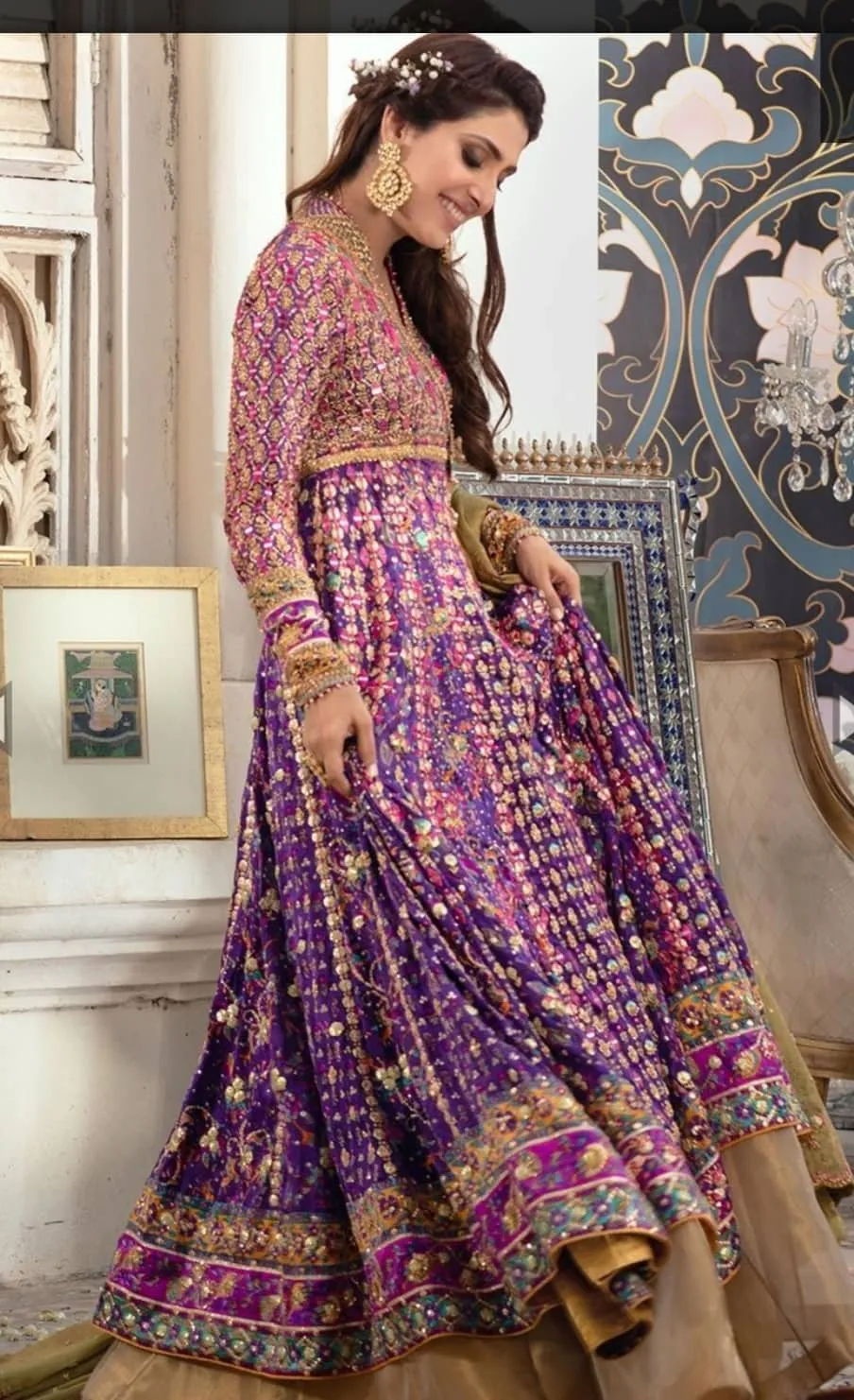 Luxury Bridal Anarkali Lehenga in Angarkha Style # B2032