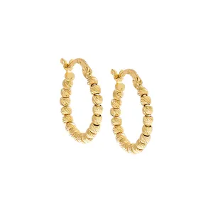 Moon Cut Beaded Hoop Earring 14K