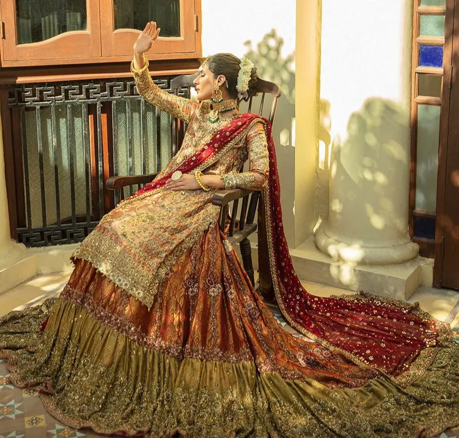 Mughlai Peach Pink Kameez Gharara Pakistani Bridal Dresses