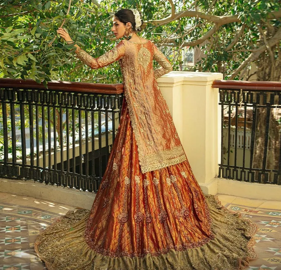 Mughlai Peach Pink Kameez Gharara Pakistani Bridal Dresses