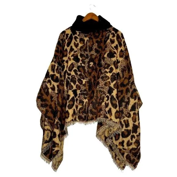 NEW CEJON Cat Lover Turtleneck Poncho - OS