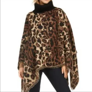 NEW CEJON Cat Lover Turtleneck Poncho - OS