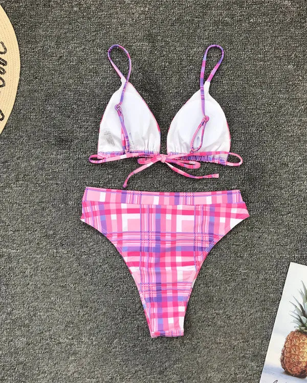 New Plaid High Waisted Bikini Sets