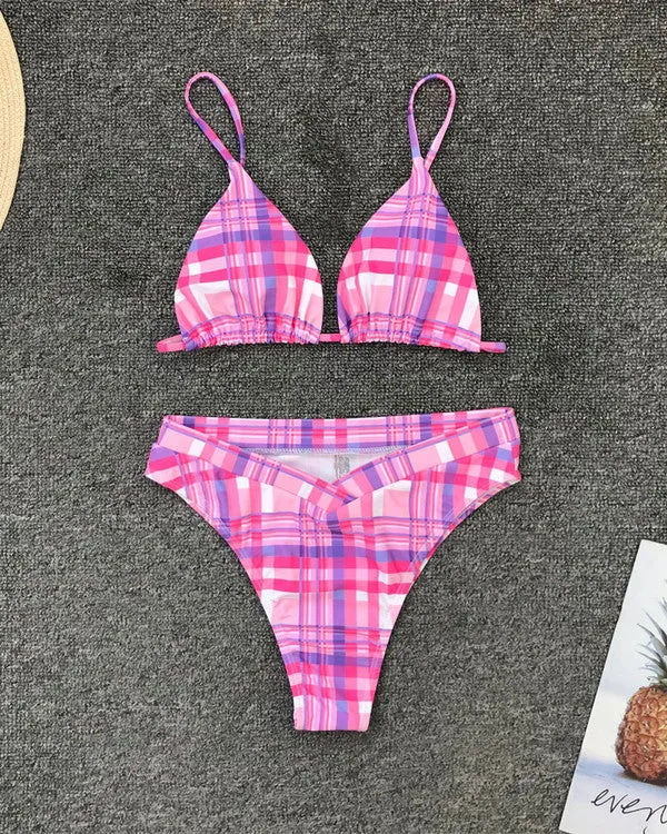 New Plaid High Waisted Bikini Sets